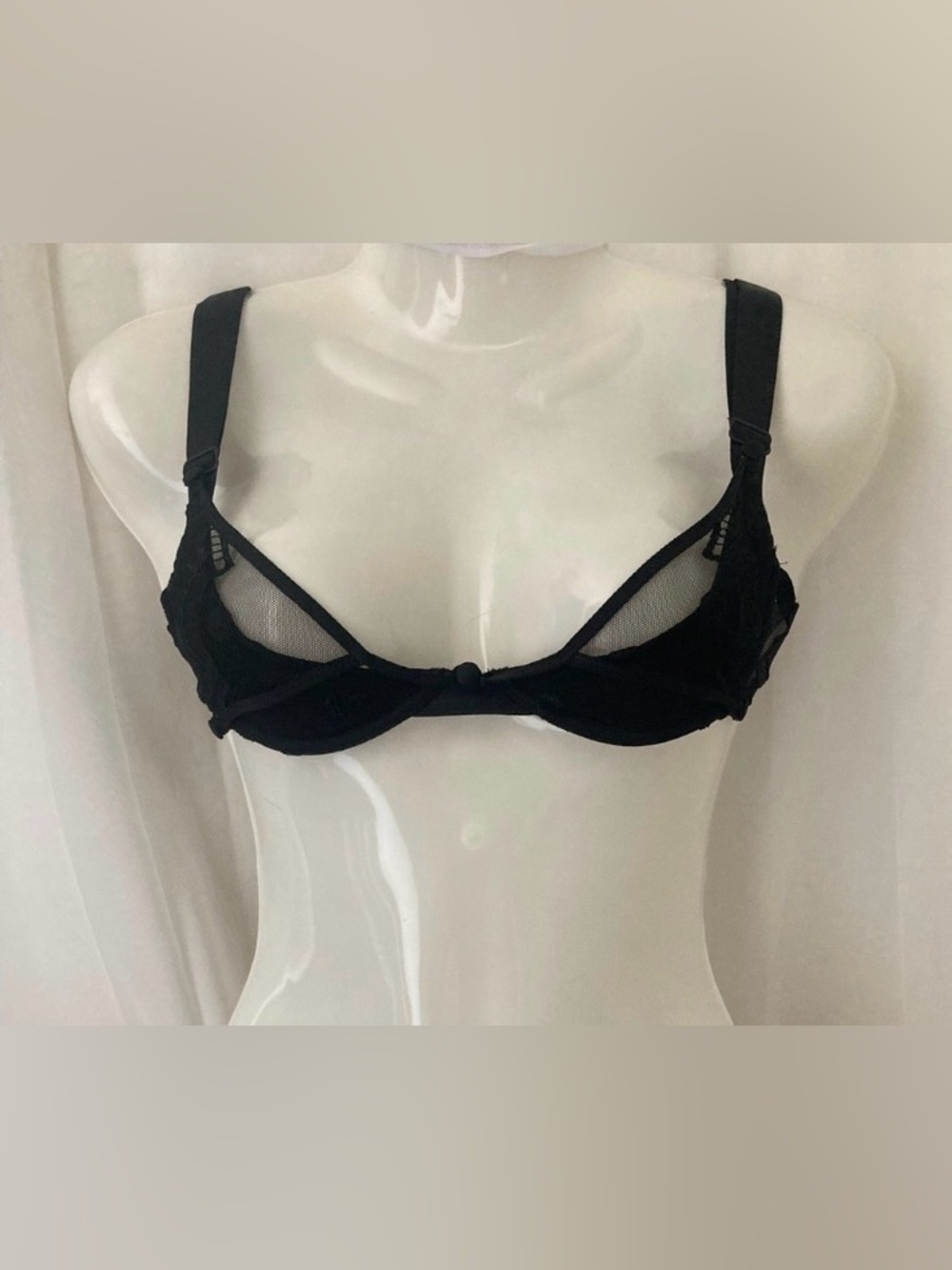 RARE Implicite SAMPLE Black Mesh Underwire Bra 34B French Lingerie